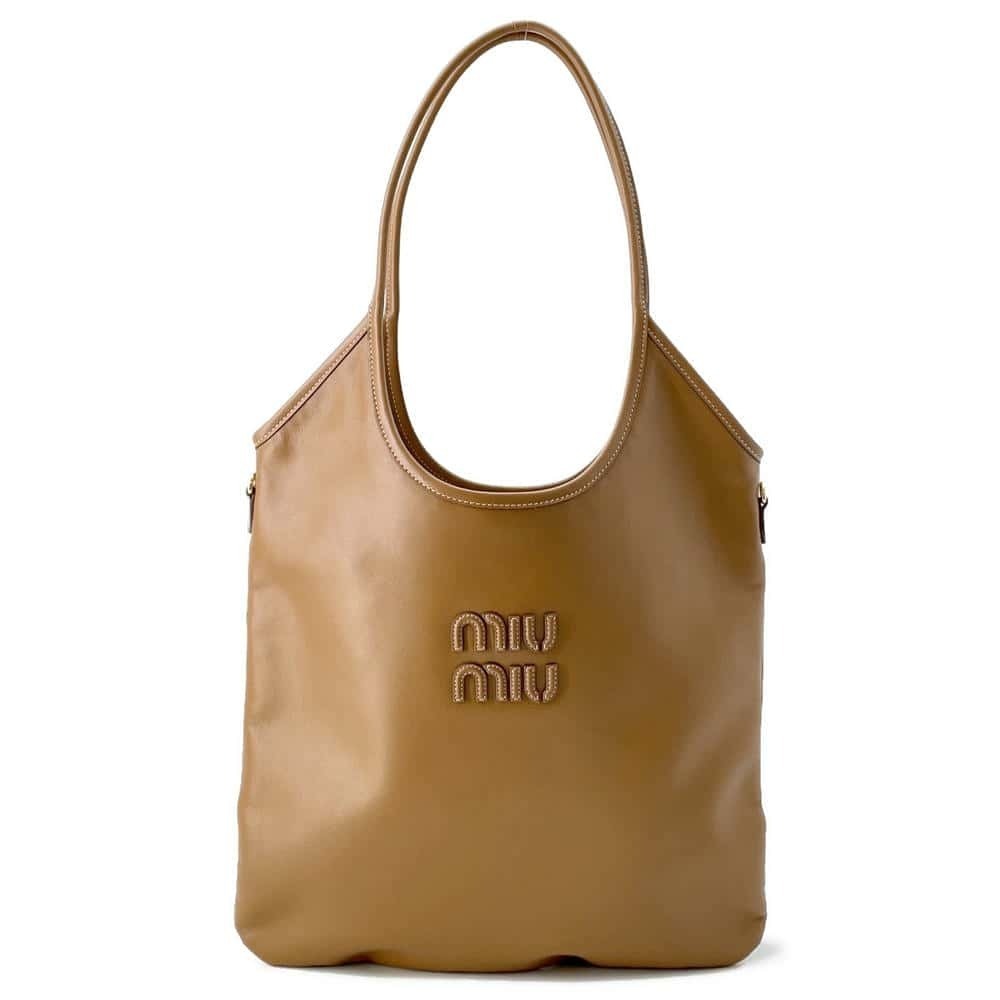 Miu Miu Tote Bag Logo Leather Miu Miu Brown